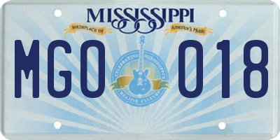 MS license plate MGO018