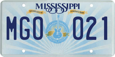 MS license plate MGO021
