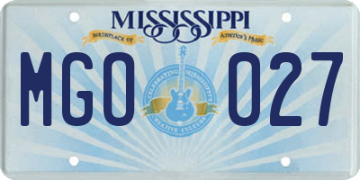 MS license plate MGO027