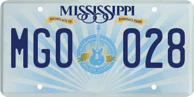 MS license plate MGO028