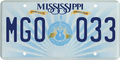 MS license plate MGO033