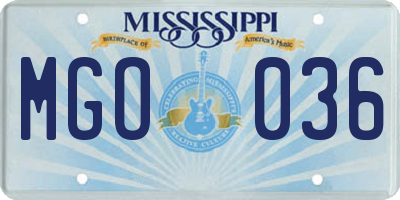 MS license plate MGO036