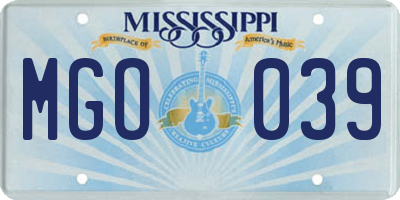 MS license plate MGO039