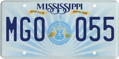 MS license plate MGO055