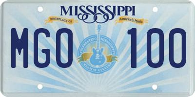 MS license plate MGO100