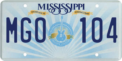MS license plate MGO104