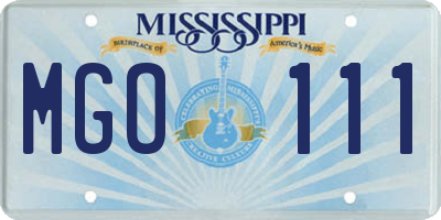 MS license plate MGO111