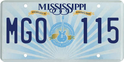 MS license plate MGO115