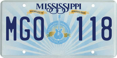 MS license plate MGO118