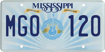 MS license plate MGO120
