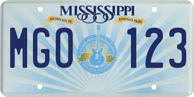 MS license plate MGO123