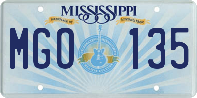 MS license plate MGO135
