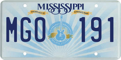MS license plate MGO191