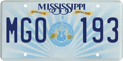MS license plate MGO193