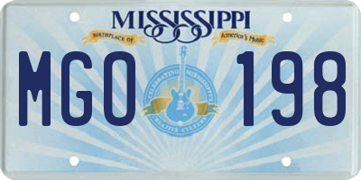 MS license plate MGO198