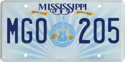 MS license plate MGO205