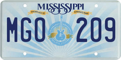 MS license plate MGO209