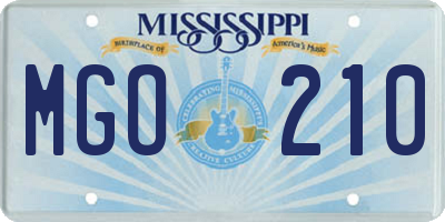 MS license plate MGO210