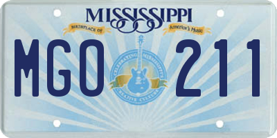 MS license plate MGO211