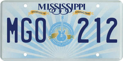 MS license plate MGO212