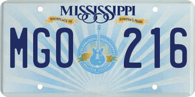 MS license plate MGO216