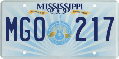 MS license plate MGO217