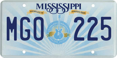 MS license plate MGO225