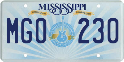 MS license plate MGO230