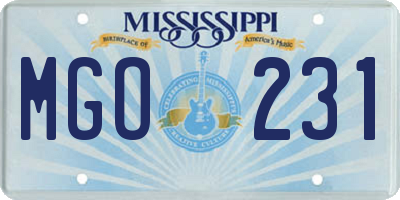 MS license plate MGO231