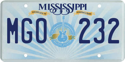 MS license plate MGO232