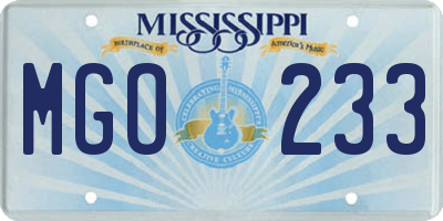 MS license plate MGO233
