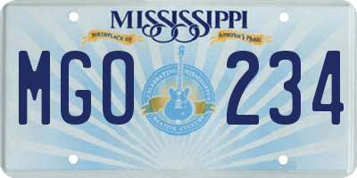 MS license plate MGO234
