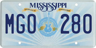 MS license plate MGO280