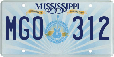 MS license plate MGO312