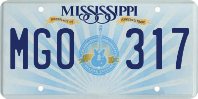MS license plate MGO317
