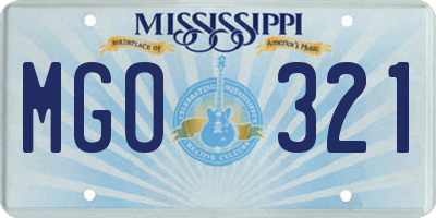 MS license plate MGO321