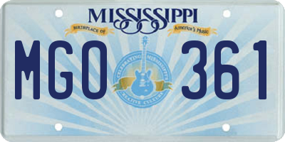 MS license plate MGO361