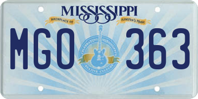MS license plate MGO363