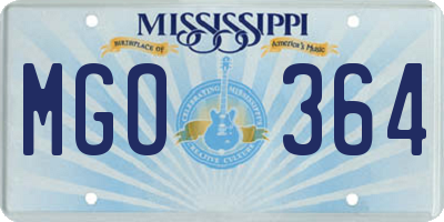 MS license plate MGO364