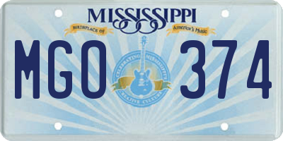 MS license plate MGO374