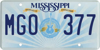 MS license plate MGO377