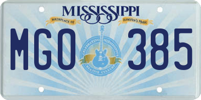 MS license plate MGO385