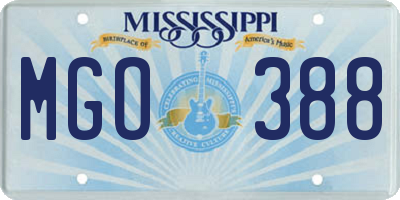MS license plate MGO388
