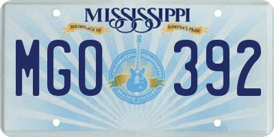 MS license plate MGO392