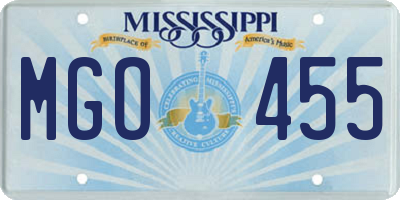 MS license plate MGO455