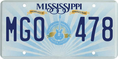 MS license plate MGO478