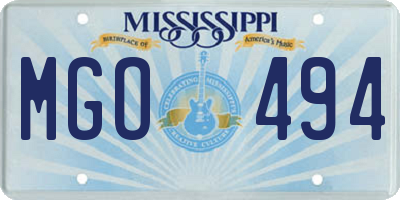 MS license plate MGO494