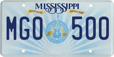 MS license plate MGO500