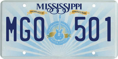 MS license plate MGO501