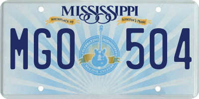 MS license plate MGO504